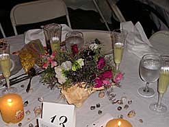 Conch shell  centerpiece with sea lavender and sweet peas