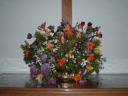 Memorial bouquet of lilacs and tulips